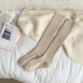 Beige gebreide lange sokken, zachte warme wintersokken voor dames dagelijks. - Eén maat / Lichtbeige