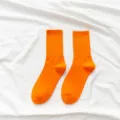 Vibrant orange mid-calf women socks, casual daily cotton knit slouch socks for spring summer - One Size / Orange Yellow