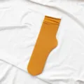 Comfortable women mustard yellow velvet mid-calf stack socks Japanese solid thin hosiery - One Size / Turmeric