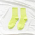 Neon green mid-calf socks for women, trendy Japanese style candy color casual daily wear socks - One Size / Fluorescent Green