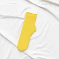 Solid yellow velvet mid-tube stockings for women, Japanese style candy color thin socks. - One Size / Bright yellow