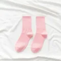 Pink cotton mid-tube socks for women, Japanese style casual candy color socks variant - One Size / Pink