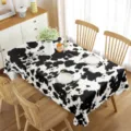 Mantel rectangular impermeable moderno con estampado de vaca en blanco y negro para comedor - 70x40cm / Estilo 3