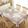 Waterproof rectangular tablecloth with summer tropical leaf pattern for home dining table decor. - Style 5