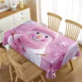 Mantel de mesa de Navidad rosa muñeco de nieve impermeable rectangular decoracion - 70x40cm / Estilo 1