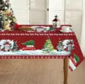 Mantel de Navidad rojo impermeable rectangular decorativo festivo para mesa de comedor - 70x40cm / Estilo 4