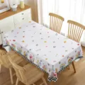 Floral rectangular tablecloth with black and white checkered border for home dining table decor. - 70x40cm / Style 1