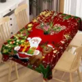 Mantel rectangular impermeable de Navidad con papá Noel y reno para decoración festiva. - Estilo 8