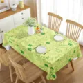 Green St. Patrick's Day rectangular waterproof dining tablecloth with clover and beer prints. - 70x40cm / Style 2