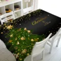 Mantel de Navidad detalle escena, patrón de árbol brillo oro negro decoración festiva. - 70x40cm / Estilo 4