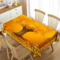 Waterdicht rechthoekig tafelkleed met gouden geldboom print, elegante eetkamer tafeldecoratie. - Stijl 5