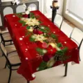 Mantel navideño de cuadros rojos impermeable rectangular decoración de mesa de fiesta - 70x40cm / Estilo 1