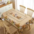 Mantel rectangular impermeable con diseño rústico de gallo y girasol para la mesa de comedor. - 70x40cm / Estilo 3