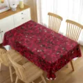 Mantel rectangular impermeable con rosas rojas para decoracion de mesa de comedor festiva - 70x40cm / Rosa Roja