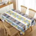 Elegante tovaglia rettangolare impermeabile con vivace motivo mediterraneo di limoni e piastrelle. - 10