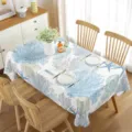 Tovaglia rettangolare impermeabile con motivi di conchiglie marine e coralli per decorazioni. - 11