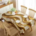 Mantel de mesa rectangular impermeable efecto mármol oro marrón decoración de comedor - 70x40cm / Mármol Fluido Marrón Dorado