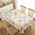 Tovaglia rettangolare impermeabile con motivo floreale di lusso e rombi per tavolo. - 8