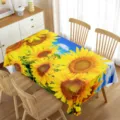 Vista detallada del mantel de girasol, cubierta de mesa rectangular impermeable para comedor decoración. - 70x40cm / Girasol