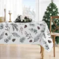 Mantel de Navidad rectangular cubierta de mesa festiva con piña e impresión botánica - Estilo 6