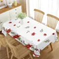 Mantel de mesa rectangular navideño con estampado de flor de Pascua roja y acebo. - 70x40cm / Estilo 3