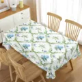 Elegante tovaglia ortensia blu rettangolare tessuto impermeabile copertura tavolo da pranzo - 6