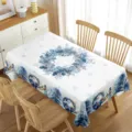 Mantel de Navidad impermeable rectangular azul invierno copo de nieve fiesta decoración - 70x40cm / Estilo 1