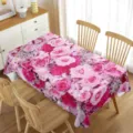 Mantel De Rosas Rosas Rectangular Funda De Mesa Estampado Floral Impermeable - 70x40cm / Rosa Rosa