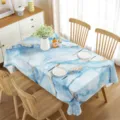 Mantel rectangular impermeable con diseño de mármol azul y lámina de oro para mesa de comedor. - 70x40cm / 6
