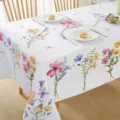 Mantel rectangular impermeable con diseño floral en acuarela para la mesa de primavera. - 6