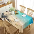Tovaglia da tavola rettangolare impermeabile con stampa di spiaggia tropicale e palme. - 7