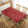 Tovaglia rettangolare rossa Natale impermeabile villaggio neve decorazione per tavolo - 70x40cm / 4