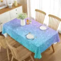 Mantel rectangular impermeable con purpurina degradado azul violeta detalle de mesa de comedor. - 70x40cm / Estilo 3