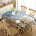 Tovaglia rettangolare impermeabile con stampa spiaggia onde oceaniche e stelle marine per sala da pranzo - 5