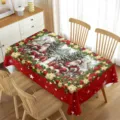 Tovaglia di Natale impermeabile a quadri rossi tovaglia rettangolare decorazione festiva - 70x40cm / 2