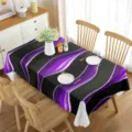 Mantel rectangular impermeable con patrón abstracto de mármol morado y negro para mesa de comedor. - 70x40cm / 1