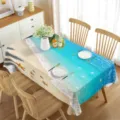 Mantel rectangular impermeable de playa y conchas para mesa de comedor elegante decor. - 70x40cm / 2