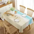 Mantel rectangular impermeable con estampado de playa y conchas marinas para decoracion. - 70x40cm / 1