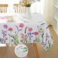 Mantel rectangular impermeable con diseño de flores primaverales de acuarela y mariposas para el hogar. - 9