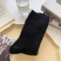 Verdichtete Plüsch-Langsocken für Damen, kuschelige Winter einfarbige flauschige Socken. - Einheitsgröße / Schwarz