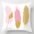 Decorative pink and gold feather throw pillow cover for living room sofa bedroom home decor 45x45 - 45x45cm / Style 22