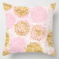 Pink and gold abstract floral pattern throw pillow cover, modern square decorative cushion case. - 45x45cm / Style 16