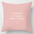 Pink throw pillow detail, soft polyester fabric with inspirational English text print. - 45x45cm / Style 14