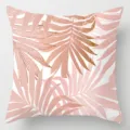 Pink tropical palm leaf throw pillow cover detail, soft polyester cushion case for home. - 45x45cm / Style 13