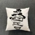 Federa per cuscino stampata con viso surrealista vintage, cuscino decorativo in lino. - Stile 12