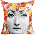 Federa per cuscino in lino con stampa ritratto vintage, copricuscino floreale artistico. - Stile 8