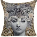 Fodera per cuscino stampata d'arte vintage con design di ritratto classico per la casa - Stile 10