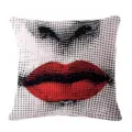 Funda de cojín de lino con labios rojos pop art vintage decoración del hogar cuadrada - Estilo 1