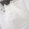 White summer pet dress with delicate lace ruffles and straps for small dogs and cats. - XS / White