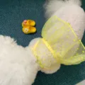 Cute yellow polka dot mesh pet dress for dogs and cats, stylish summer puppy apparel. - XS / Yellow